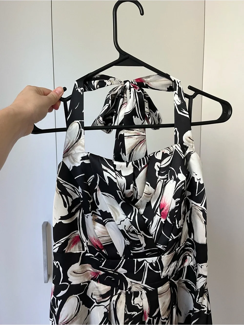 WHBM silk floral halter dress